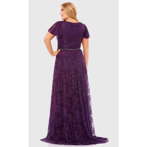 Mac Duggal NWT size 22W Embellished Flutter Sleeve Evening Gown (Plus) style 677 - Picture 3 of 7